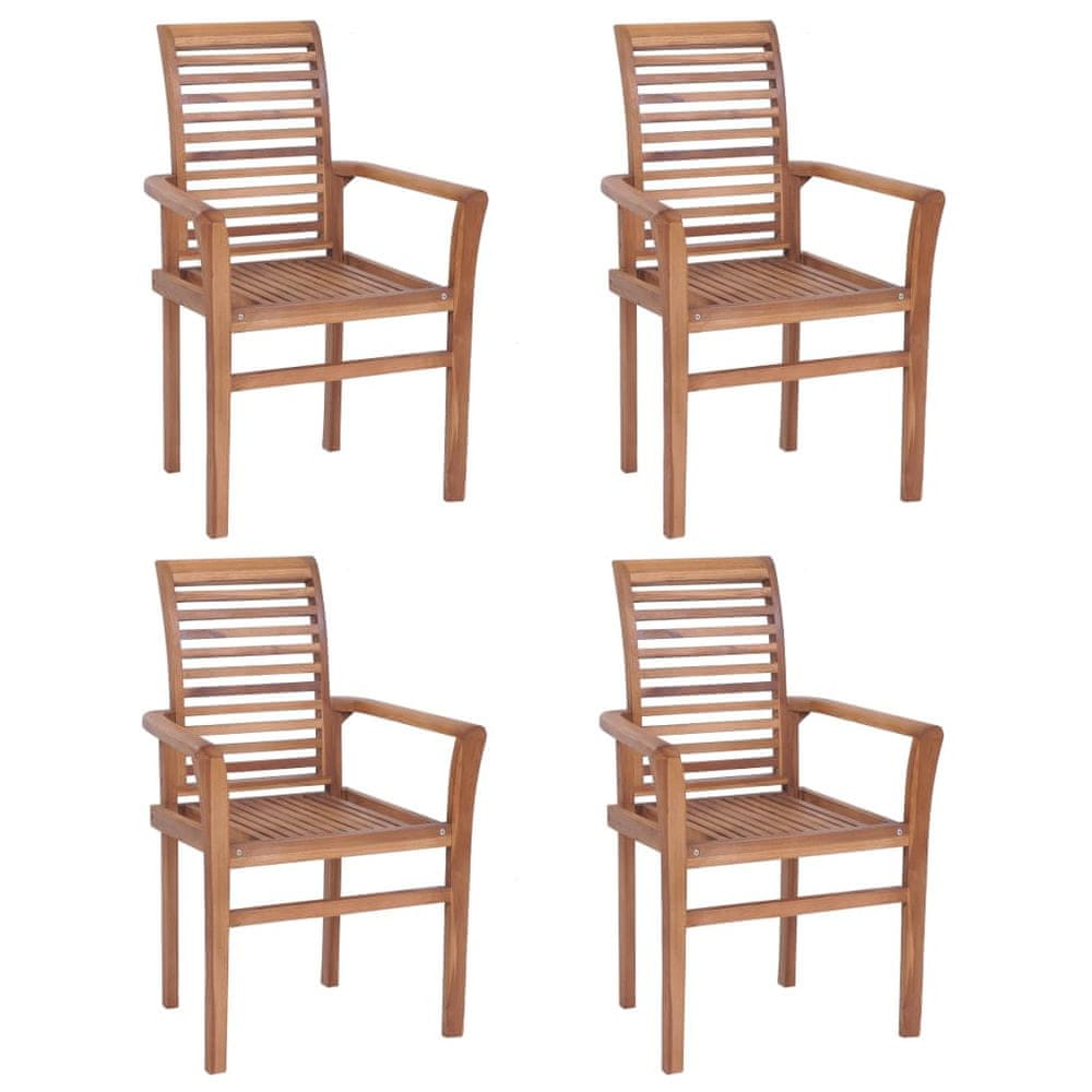 Petromila vidaXL Stohovateľné jedálenské stoličky 4 ks, tíkový masív